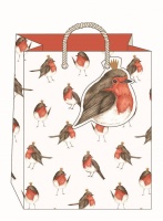 Christmas Robin Print Medium Gift Bag